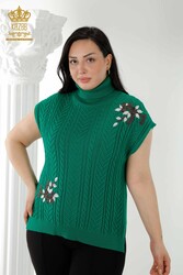 7GG Produced Corespun Knitwear Sweater Floral Pattern Stone Embroidered Women's Clothing Manufacturer - 30179 | Real Textile - Thumbnail
