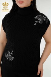 7GG produit Corespun pull en tricot motif floral pierre brodé fabricant de vêtements pour femmes - 30179 | Vrai textile - Thumbnail