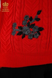 7GG produziert Corespun-Strickpullover, Blumenmuster, Steinstickerei, Hersteller von Damenbekleidung – 30179 | Echtes Textil - Thumbnail