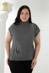 7GG produziert Corespun-Strickpullover, Blumenmuster, Steinstickerei, Hersteller von Damenbekleidung – 30179 | Echtes Textil - Thumbnail