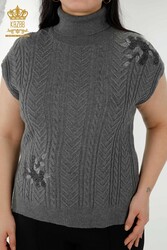 7GG produziert Corespun-Strickpullover, Blumenmuster, Steinstickerei, Hersteller von Damenbekleidung – 30179 | Echtes Textil - Thumbnail