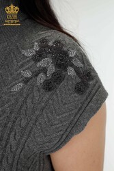 7GG produziert Corespun-Strickpullover, Blumenmuster, Steinstickerei, Hersteller von Damenbekleidung – 30179 | Echtes Textil - Thumbnail