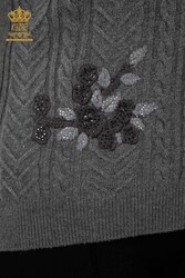 7GG produziert Corespun-Strickpullover, Blumenmuster, Steinstickerei, Hersteller von Damenbekleidung – 30179 | Echtes Textil - Thumbnail