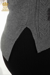 7GG produziert Corespun-Strickpullover, Blumenmuster, Steinstickerei, Hersteller von Damenbekleidung – 30179 | Echtes Textil - Thumbnail