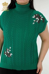 7GG produziert Corespun-Strickpullover, Blumenmuster, Steinstickerei, Hersteller von Damenbekleidung – 30179 | Echtes Textil - Thumbnail
