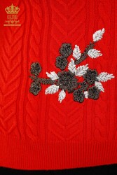 7GG produziert Corespun-Strickpullover, Blumenmuster, Steinstickerei, Hersteller von Damenbekleidung – 30179 | Echtes Textil - Thumbnail