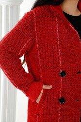 7GG Produzierte Wollviskose Mantel mit Knopfdetail Hersteller von Damenbekleidung - 19062 | Echtes Textil - Thumbnail
