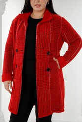 7GG Произведено Шерстяное Вискозное Пальто с Пуговицами Производитель женской одежды - 19062 | Настоящий Текстиль - Thumbnail