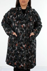 7GG Производство шерстяного вискозного пальто Производитель женской одежды с рисунком - 19130 | Настоящий Текстиль - Thumbnail