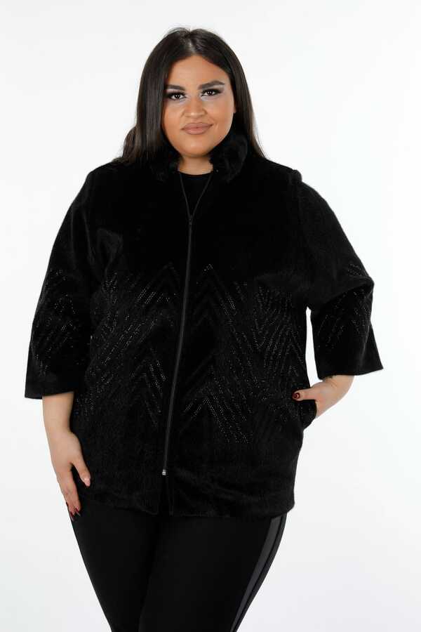 Reel Tekstil - 7GG Üretilen Viskon Yün Desenli Kaban Taş İşlemeli Kısa Kadın Giyim Üreticisi - 19104 | Reel Tekstil Reel Tekstil - 7GG Üretilen Viskon Yün Desenli Kaban Taş İşlemeli Kısa Kadın Giyim Üreticisi - 19104 | Reel Tekstil