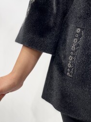 7GG Üretilen Yün Viskon Kaban Taş İşlemeli Kadın Giyim Üreticisi - 19105 | Reel Tekstil - Thumbnail