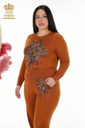 Спортивный костюм с аквалангом и двумя пряжами Производитель женской одежды с вышивкой из камня - 16273 | Настоящий текстиль - Thumbnail