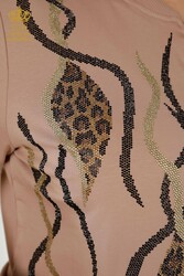 Спортивный костюм с аквалангом и двумя нитками Производитель женской одежды с леопардовой вышивкой на молнии и камнем - 17540 | Настоящий текстиль - Thumbnail