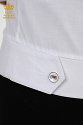 Camisa Bolsillo Detalle Ropa de Mujer Producida con Tela de Algodón Lycra - 20309 | Textiles reales - Thumbnail
