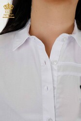 Fabricante detallado de ropa de mujer con bolsillo de camisa con tela de algodón y lycra - 20312 | Textiles reales - Thumbnail