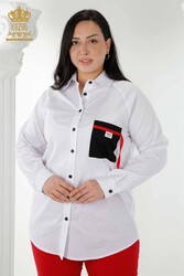 Fabricante detallado de ropa de mujer con bolsillo de camisa con tela de algodón y lycra - 20352 | Textiles reales - Thumbnail