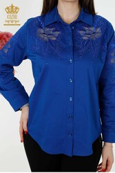 Camisas Hechas de Tela de Algodón Lycra con Bordado de Flores Fabricante de Ropa de Mujer - 20253 | Textiles reales - Thumbnail