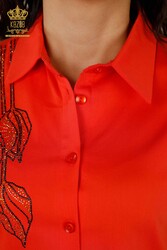 de algodón de tela de lycra con estampado de flores en la ropa de mujer bordada con piedra de cristal - 20297 | Textiles reales - Thumbnail