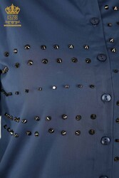 Fabricante de ropa de mujer bordada con grapa de camisa con tela de algodón y lycra - 20230 | Textiles reales - Thumbnail