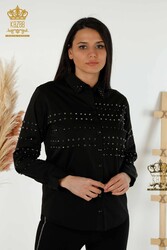 Fabricante de ropa de mujer bordada con grapa de camisa con tela de algodón y lycra - 20230 | Textiles reales - Thumbnail