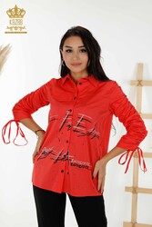 Detalle de fruncido en mangas de camisa fabricado con tela de licra de algodón Fabricante de ropa de mujer - 20322 | Textiles reales - Thumbnail