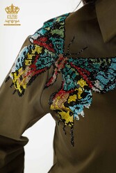 Fabricante de ropa de mujer con estampado de mariposas y tela de algodón y licra - 20235 | Textiles reales - Thumbnail