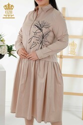 Vestido Hecho de Tela de Algodón Lycra Detalle de Botones Ropa de Mujer - 20324 | Textiles reales - Thumbnail