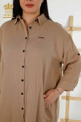 Vestido de tela de licra de algodón Detalle de botones Ropa de mujer - 20405 | Textiles reales - Thumbnail