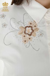 Producida con Tela de Algodón Lycra Camisa - Detalle de Flores - Fabricante de Ropa de Mujer - 20248 | Textiles reales - Thumbnail