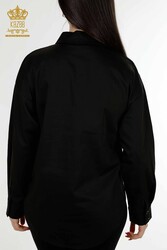 Producida con Tela de Algodón Lycra Camisa - Bordado Piedra - Fabricante de Ropa de Mujer - 20252 | Textiles reales - Thumbnail
