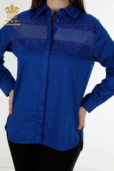 Producida con Tela de Algodón Lycra Camisa - Detalle de Tul - Fabricante de Ropa de Mujer - 20250 | Textiles reales - Thumbnail