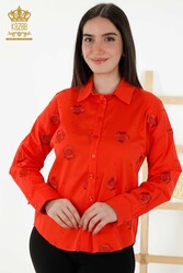 Producida con Tela de Algodón Lycra Camisa - Diseño Floral - Fabricante de Ropa de Mujer - 20394 | Textiles reales - Thumbnail