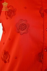 Producida con Tela de Algodón Lycra Camisa - Diseño Floral - Fabricante de Ropa de Mujer - 20394 | Textiles reales - Thumbnail