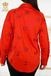 Producida con Tela de Algodón Lycra Camisa - Diseño Floral - Fabricante de Ropa de Mujer - 20394 | Textiles reales - Thumbnail