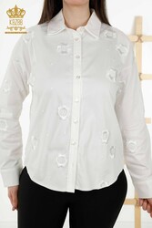 Producida con Tela de Algodón Lycra Camisa - Diseño Floral - Fabricante de Ropa de Mujer - 20394 | Textiles reales - Thumbnail