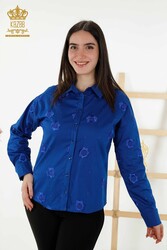 Producida con Tela de Algodón Lycra Camisa - Diseño Floral - Fabricante de Ropa de Mujer - 20394 | Textiles reales - Thumbnail
