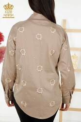 Producida con Tela de Algodón Lycra Camisa - Diseño Floral - Fabricante de Ropa de Mujer - 20394 | Textiles reales - Thumbnail