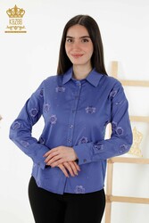 Producida con Tela de Algodón Lycra Camisa - Diseño Floral - Fabricante de Ropa de Mujer - 20394 | Textiles reales - Thumbnail