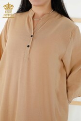 Vestido Hecho de Tela de Algodón Lycra Medio Botón Ropa de Mujer Detallada - 20384 | Textiles reales - Thumbnail