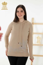 Angora İplikten Üretilen Triko Kapüşonlu Kadın Giyim Üreticisi - 40003 | Reel Tekstil - Thumbnail