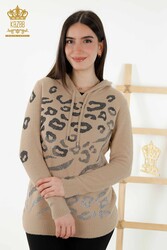 Angora İplikten Üretilen Triko Kapüşonlu Kadın Giyim Üreticisi - 40004 | Reel Tekstil - Thumbnail