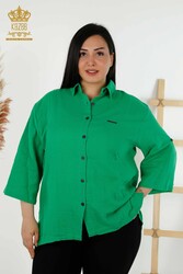 Hemdmanschettenknopf Detaillierter Hersteller von Damenbekleidung mit Baumwoll-Lycra-Stoff - 20403 | Echtes Textil - Thumbnail