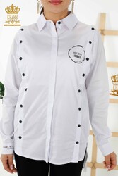 Hemdknopf-Detaillierter Damenbekleidungshersteller mit Baumwoll-Lycra-Stoff - 20328 | Echtes Textil - Thumbnail