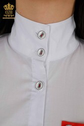Damenbekleidung mit Hemdtaschendetails, hergestellt aus Baumwoll-Lycra-Stoff – 20309 | Echtes Textil - Thumbnail