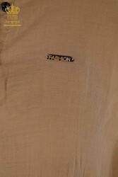 Kleid aus Baumwoll-Lycra-Stoff, Knopfdetaillierte Damenbekleidung – 20405 | Echtes Textil - Thumbnail