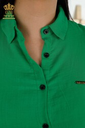 Kleid aus Baumwoll-Lycra-Stoff, Knopfdetaillierte Damenbekleidung – 20405 | Echtes Textil - Thumbnail