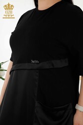 Kleid aus Baumwoll-Lycra-Stoff mit Taschen Damenbekleidung - 20323 | Echtes Textil - Thumbnail