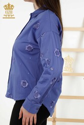 Hergestellt aus Baumwoll-Lycra-Stoff Hemd - Blumenmuster - Hersteller von Damenbekleidung – 20394 | Echtes Textil - Thumbnail