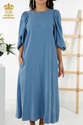 Kleid aus Baumwoll-Lycra-Stoff mit Ballonärmeln für Damen – 20329 | Echtes Textil - Thumbnail