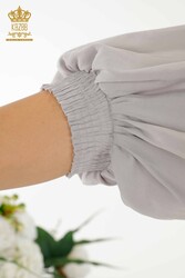 Kleid aus Baumwoll-Lycra-Stoff mit Ballonärmeln für Damen – 20329 | Echtes Textil - Thumbnail